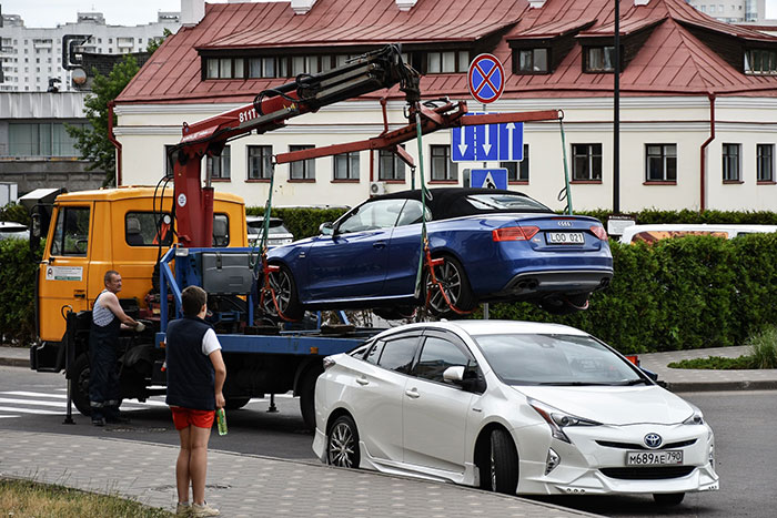 A car being towed